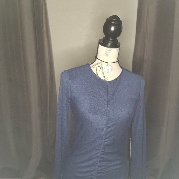 Leith Navy, Ruched, Midi Dress - Picture 7 of 11